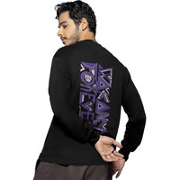 Bewakoof Men's Graphic Print Black Round Neck Full Sleeve Oversized T-Shirt