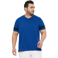 Bigbanana Plus Size Men's Regular Fit Solid V-Neck Tshirt (Spice,Blue,7Xl)