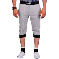Vego Mens Cotton Cuff Or Grip Three By Fourth, 3/4, Capri, Three Quarter Grey Regular