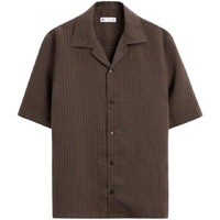 Miramichi Men's Regular Fit Long Shirt - Corduroy Fabric, Striped Pattern, Half Sleeves, Ideal For Casual (L, Coffee)