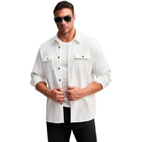 Shasmi Men's Stylish Ribbed Long Sleeve Button-Down Shirt, Breathable, Comfortable, And Versatile With Flap Pockets And Buttoned Lapel Shirt For Men (M Shirt 154 White Xl)