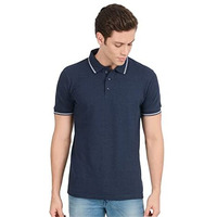 Scott International Super Soft Men's Cotton Rich Solid Half Sleeve Polo T-Shirt | Polo Tshirts For Men | Tshirt For Men | Mens Tshirt | Plain T Shirt (Navy Blue Melange, Xxxl)