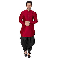 Vastramay Vm Mens Silk Blend Maroon Kurta And Dhoti Set - Classic Ethnic Attire_Vasmuk001Mancdbl_42