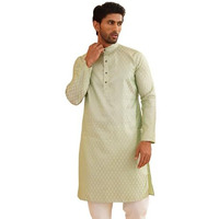 Sojanya (Since 1958 Men's Jacquard Silk Pista Green Self Design Only Kurta Size: 42