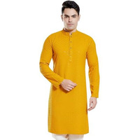 Divisive Men's Sequince Embroidered Cotton Blend Only Slim Fit Kurta (Dkrt135_Xxxl_Yellow)