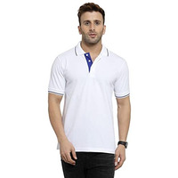 Scott International Men's Regular Fit Half Sleeve Organic Cotton Polo T-Shirt (Ss20-Sp10-Xxxl_White With Blue_Xxx-Large)
