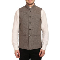 Wintage Men's Tweed Bandhgala Festive Nehru Jacket Waistcoat Grey