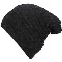 Fabseasons Acrylic Woollen Slouchy Unisex Beanie And Skull Cap With Faux Fur On The Inner Side (Black, Free Size)
