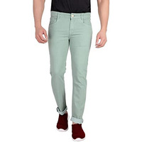 Kargeens Men's Slim Fit Mid Rise Jeans (K70014C_Light Green_32)