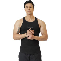 Slim Fit Gym Vest For Men Tag Free Comfort & Smartskin Technology (Black, L)