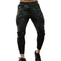 Fuaark Men's Slim Fit Camouflage Joggers Track Pants (Medium, Green)