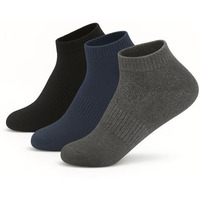 Needletale Socks For Men Combo Ankle Length Pack Of 3 (In, Alpha, Free Size, 3, Black, Charcoal Grey, Navy Blue)