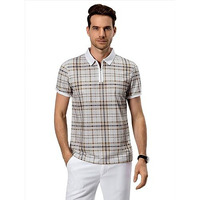 Toplot Men's Regular Fit Polo Shirt (Polo-5125-Chex-Xxl) Beige