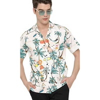 Leriya Fashion Shirt For Men | Rayon Multi Printed Shirt Sleeves Shirts | Cool Shirt For Men | Beach Shirts For Men | Hawaiian Shirt | Vacation | Summer Shirts For Men (Large, Sky)