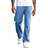 Avanova Men's Blue Denim Cotton Oversized Loose Baggy Relaxed Fit Wide-Leg Roomy Jeans Pants For Men (Jeans 167 Blue-38)