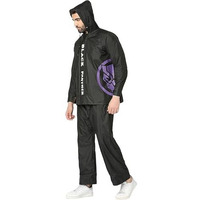 Citizen Polyester Black Panther Reversible Casual Style Raincoat For Men With Waterproof Pant, Inbuilt Hood & Carry Bag | Durable & Lightweight Rainsuit | Black, X Large