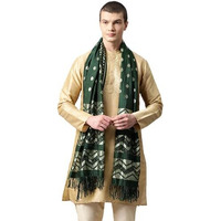 Weavers Villa Cotton Woven Green Dupatta For Men (2.20 Mtrs)