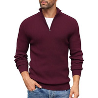 Denimholic Men High Neck Zipper Full Sleeve Cotton Knitted Winter Sweater (In, Alpha, L, Dk Wine)