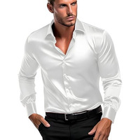 Babirusa Solid Satin Regular Fit Full Sleeve Collared Neck Comfortable Shirt For Men White
