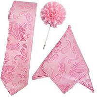 To The Nines Men's Tie, Pocket Square & Lapel Pin -Pink