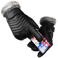 Frackson Black -20 Snow & Windproof Thermal Soft Fur Warm Winter Zigzag Gloves (Fur/Fleece Inside) For Riding, Protective Warm Hand Riding Cycling, Byke, Bike, Scooty,Motorcycle For Men & Boy,Male