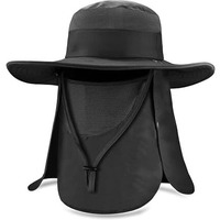 Homeaura Nylon Mens Sun Hat Wide Brim Summer Sun Cap Uv Protection Fishsing Hat Foldable Bucket Hat Outdoor Black