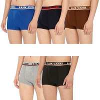 Lux Cozi Men's Solid Cotton Trunks Elasticated Waistband Pack Of 5 (95, Assorted)