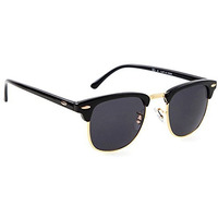 Dervin Black Golden Frame Black Shade Rectangular Sunglasses For Men & Women