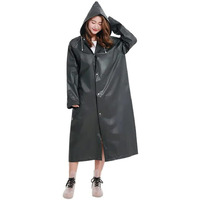 Augen By Visions India Men Women Eva Waterproof Transparent Raincoat Hooded, Outdoor, Water-Resistant, Portable Unisex Raincoat Suit, Eva Rain Coat (Black, Free Size)