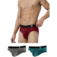 Xyxx Cotton Regular Solid (Pack Of 3) (Aero Briefs For Men_Dark Maroon+Legion Blue+Frost Grey_M)