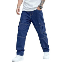Tagas Men Relaxed Fit Denim Jeans | Cargo Denim Jeans | Multi Pocket Pant For Men's | (In, Numeric, 32, Regular, Standard, Blue)