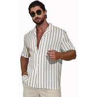 Tagdo Men's Striped Loose Fit Shirt (Shirt-2026-Mustard-M_Mustard