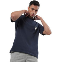Bewakoof Men's Peace Out Astronaut Graphic Printed 100% Cotton T-Shirt - Oversized Fit, Round Neck, Half Sleeves Blue