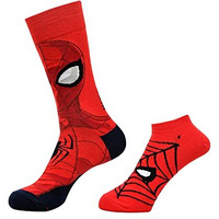 Balenzia X Marvel Character Crew & Lowcut/Ankle Sock For Men- The Amazing Spider-Man (Pack Of 2 Pairs)(Free Size) Red