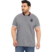 Bigbanana Plus Size Men's Regular Fit Solid Polo Tshirt (Tecla,Grey,5Xl)