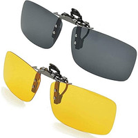Usjones Clip-On Sunglasses, Unisex Polarized Frameless Rectangle Lens (Black And Yellow)
