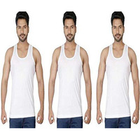 Macho Men's Cotton Fitted Vest , Pack Of 3 (White , 95 Cm)