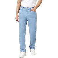 Kotty Men's Cotton Lycra Blend Relaxed Fit Mid Rise Jeans Light Blue
