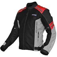Allextreme Turbo Bike Riding Jacket Mesh Fabric Racer Motorcycle With Back Elbows Shoulders Protection And All Season Night Visibility Sticker For Men (L, Red)
