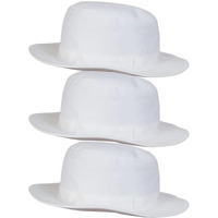 Primebox Cotton Classic Packable Beach Outdoor Fishing Bucket Sun Hat For Men Women Adult Boys Teen Round Big Wide Brim Floppy Summer Sun Protection Hat (White 3Pcs Combo)