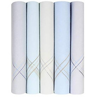 Caruso Italy Men's Luxury 100% Pure Cotton Handkerchief Light Base With Colored Border - Pack Of 5