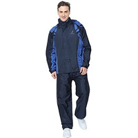 Fabseasons Lightweight Waterproof Raincoat Set Of Top & Bottom For Men's, With Hood & Reflector At Back (Dark Blue, 2Xl)