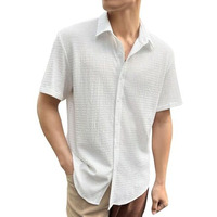 Leriya Fashion Textured Shirts For Men || Casual Shirt For Men || Shirt For Men|| Men Stylish Shirt || Men Fancy Shirt || Men Half Sleeve Shirt || Plain Shirts For Men (Large, White)