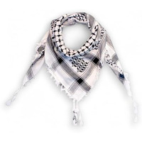 Dulhan Classic White Black Cotton Desert Scarf For MenShemagh Arabian Palestine Arafat Keffiyeh Neckerchief Face Scarf, Ghaza Rafah Stylish All-Season Multi-Purpose Rumal (46X46 Inch) Enterprises