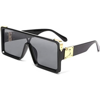 Elegante Uv 400 One Piece Square Sunglasses Women Men Metal Buckle Design Elg540 (Black, Pack Of 1 - Non-Polarized)