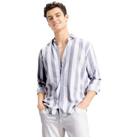U-Turn Slim Fit Casual Shirt For Men|| Latest Shirt For Men|| Shirt For Men Stylish Latest || Men Printed Striped Shirt Grey-White S
