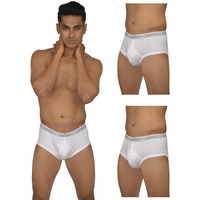 Vip Signor Men's Super Combed Cotton Rib Solid White Briefs With Ultra Soft Waistband | Pack Of 3