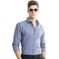 U-Turn Slim Fit Casual Shirt For Men - Latest Stylish Formal Wear (Grey, Medium)