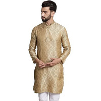 Sojanya (Since 1958 Men's Silk Blend Beige Color Self Design Only Long Kurta