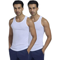 Xyxx Men's Cotton Vest, Regular Fit, Solid, Pack Of 2, Xyvest2Pckn12M, Polar White+Polar White, M